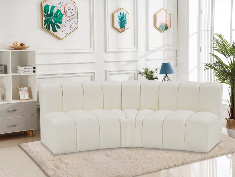 Arc Faux Leather 3pc. Sectional Cream - 101Cream-S3B - Vega Furniture