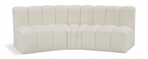 Arc Faux Leather 3pc. Sectional Cream - 101Cream-S3B - Vega Furniture