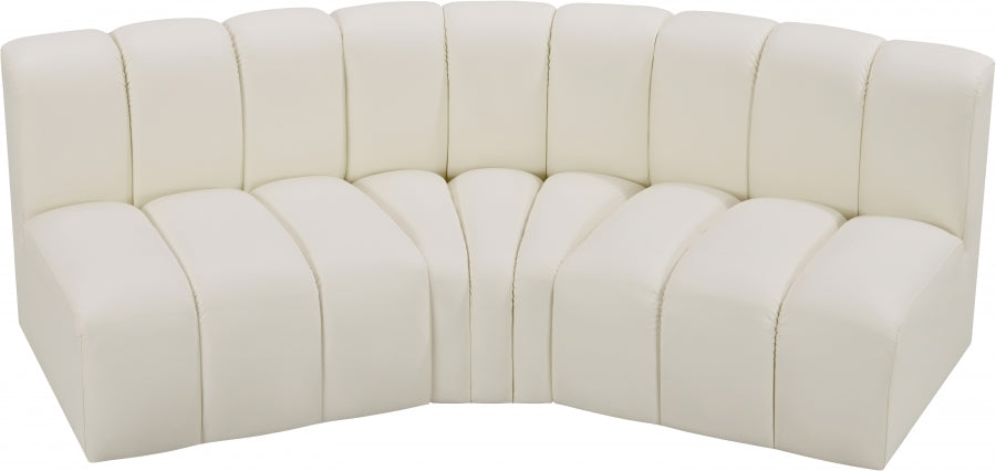 Arc Faux Leather 3pc. Sectional Cream - 101Cream-S3B - Vega Furniture