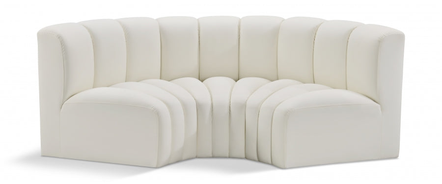 Arc Faux Leather 3pc. Sectional Cream - 101Cream-S3C - Vega Furniture