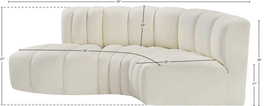 Arc Faux Leather 3pc. Sectional Cream - 101Cream-S3D - Vega Furniture