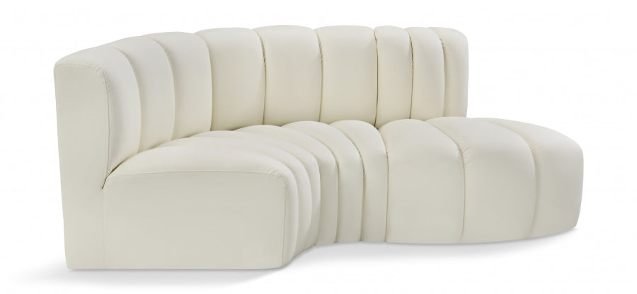 Arc Faux Leather 3pc. Sectional Cream - 101Cream-S3D - Vega Furniture