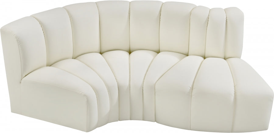 Arc Faux Leather 3pc. Sectional Cream - 101Cream-S3D - Vega Furniture