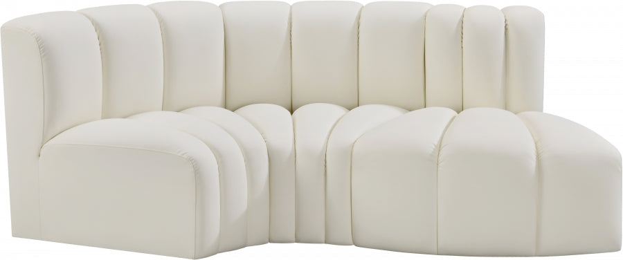 Arc Faux Leather 3pc. Sectional Cream - 101Cream-S3D - Vega Furniture
