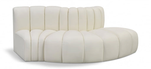 Arc Faux Leather 3pc. Sectional Cream - 101Cream-S3E - Vega Furniture