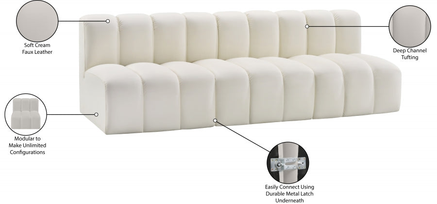 Arc Faux Leather 3pc. Sectional Cream - 101Cream-S3F - Vega Furniture