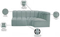 Arc Faux Leather 3pc. Sectional Mint - 101Mint-S3A - Vega Furniture