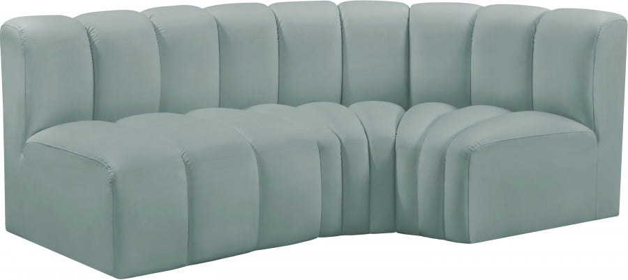 Arc Faux Leather 3pc. Sectional Mint - 101Mint-S3A - Vega Furniture