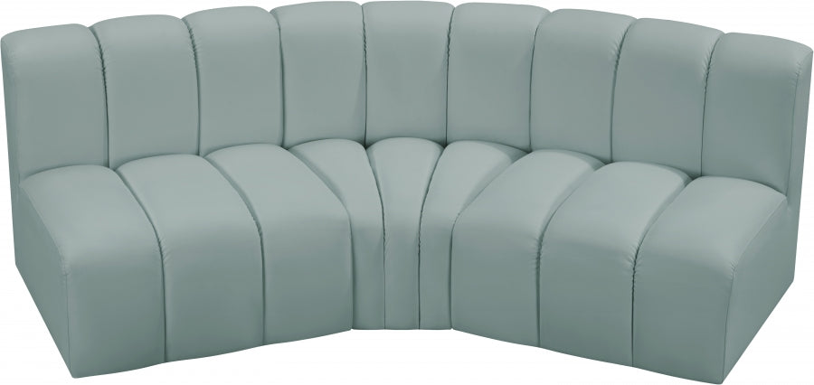 Arc Faux Leather 3pc. Sectional Mint - 101Mint-S3B - Vega Furniture