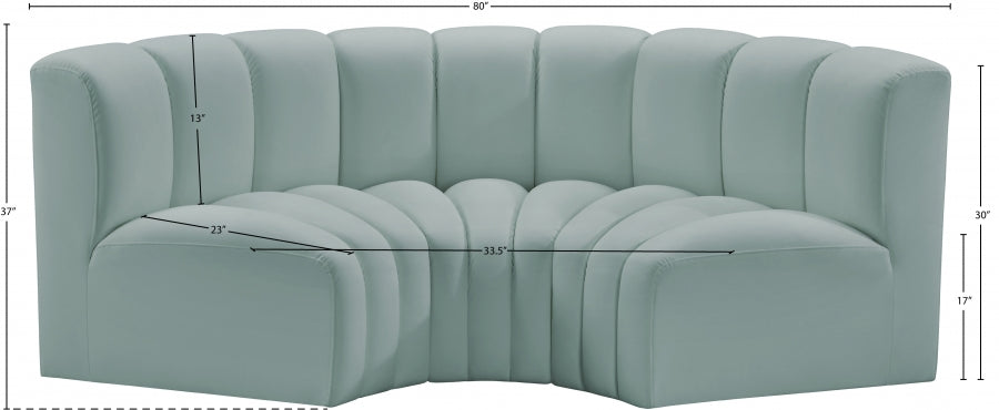 Arc Faux Leather 3pc. Sectional Mint - 101Mint-S3C - Vega Furniture