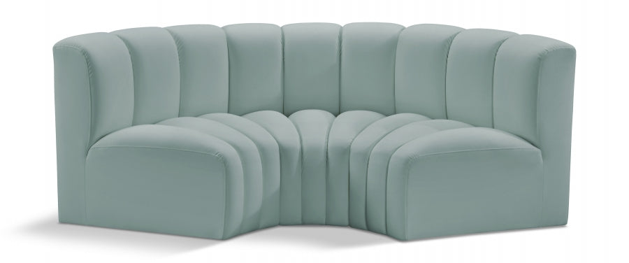 Arc Faux Leather 3pc. Sectional Mint - 101Mint-S3C - Vega Furniture