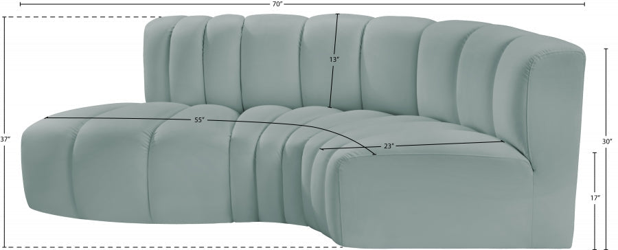 Arc Faux Leather 3pc. Sectional Mint - 101Mint-S3D - Vega Furniture