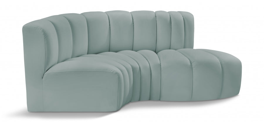 Arc Faux Leather 3pc. Sectional Mint - 101Mint-S3D - Vega Furniture