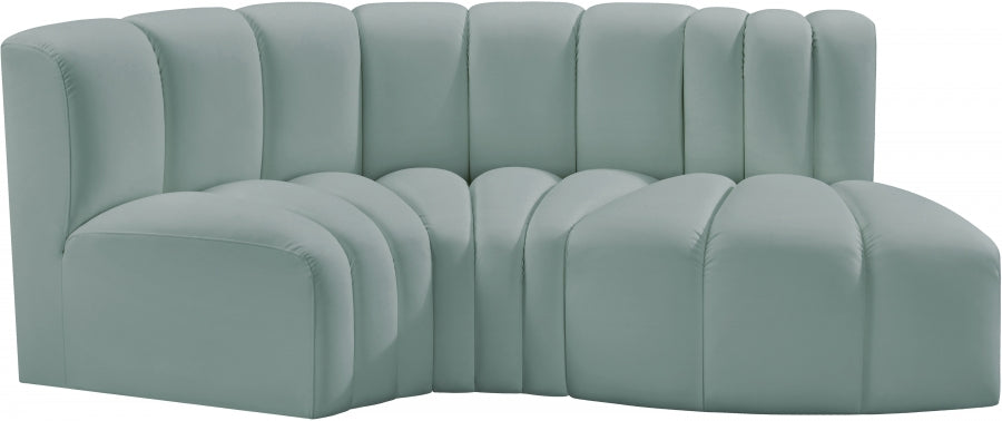 Arc Faux Leather 3pc. Sectional Mint - 101Mint-S3D - Vega Furniture