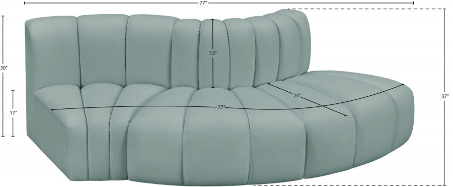 Arc Faux Leather 3pc. Sectional Mint - 101Mint-S3E - Vega Furniture