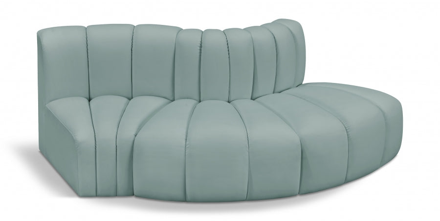 Arc Faux Leather 3pc. Sectional Mint - 101Mint-S3E - Vega Furniture