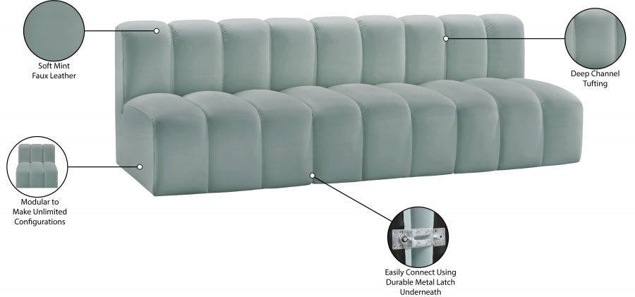 Arc Faux Leather 3pc. Sectional Mint - 101Mint-S3F - Vega Furniture