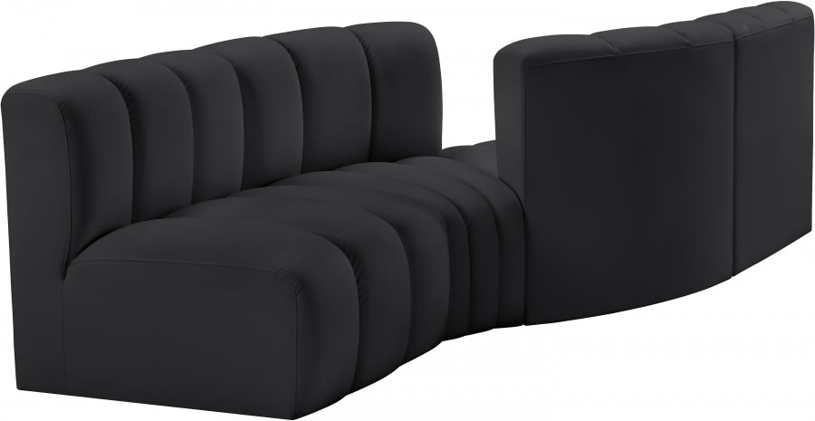 Arc Faux Leather 4pc. Sectional Black - 101Black-S4A - Vega Furniture