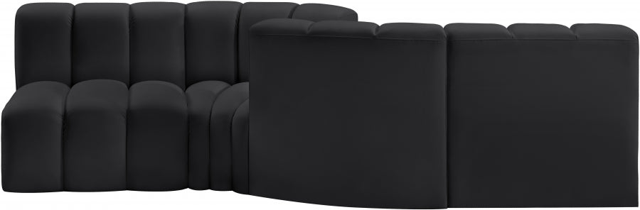 Arc Faux Leather 4pc. Sectional Black - 101Black-S4A - Vega Furniture