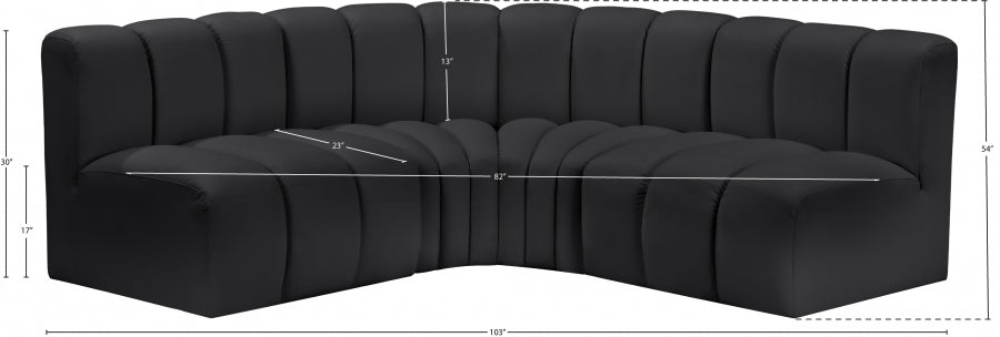 Arc Faux Leather 4pc. Sectional Black - 101Black-S4B - Vega Furniture