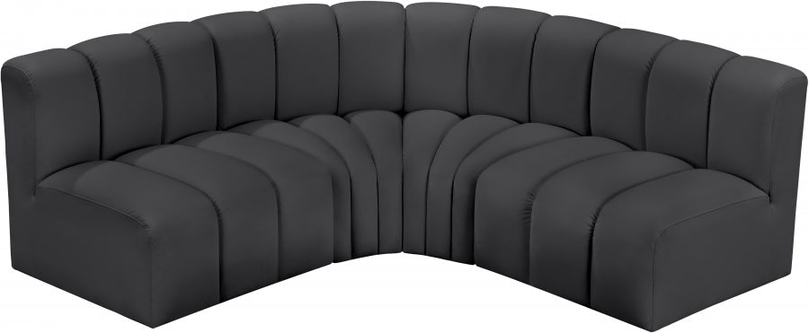 Arc Faux Leather 4pc. Sectional Black - 101Black-S4B - Vega Furniture