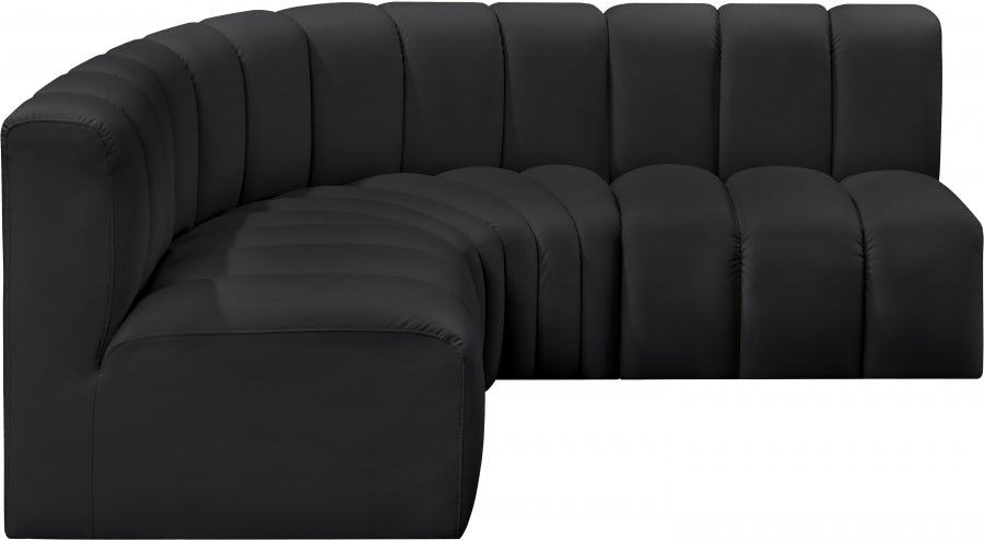 Arc Faux Leather 4pc. Sectional Black - 101Black-S4B - Vega Furniture