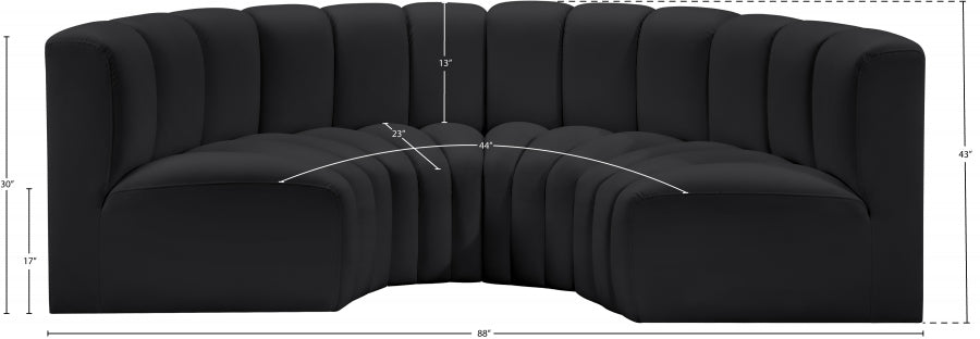 Arc Faux Leather 4pc. Sectional Black - 101Black-S4C - Vega Furniture