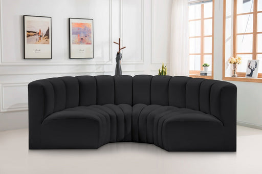 Arc Faux Leather 4pc. Sectional Black - 101Black-S4C - Vega Furniture
