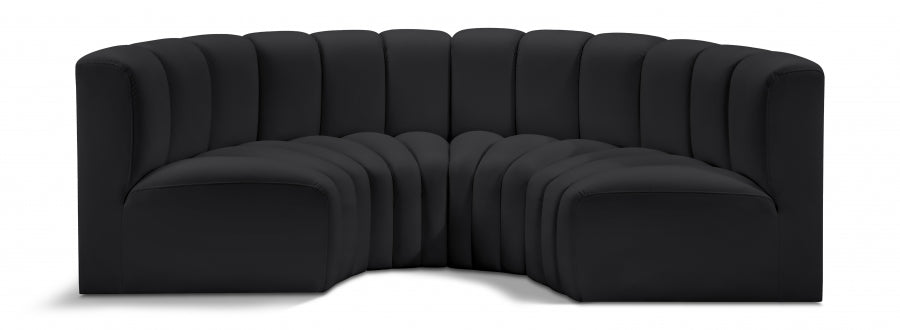 Arc Faux Leather 4pc. Sectional Black - 101Black-S4C - Vega Furniture