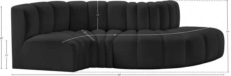 Arc Faux Leather 4pc. Sectional Black - 101Black-S4D - Vega Furniture