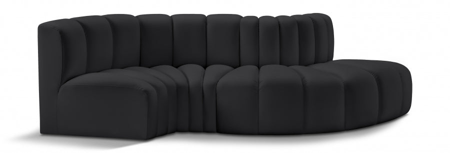 Arc Faux Leather 4pc. Sectional Black - 101Black-S4D - Vega Furniture