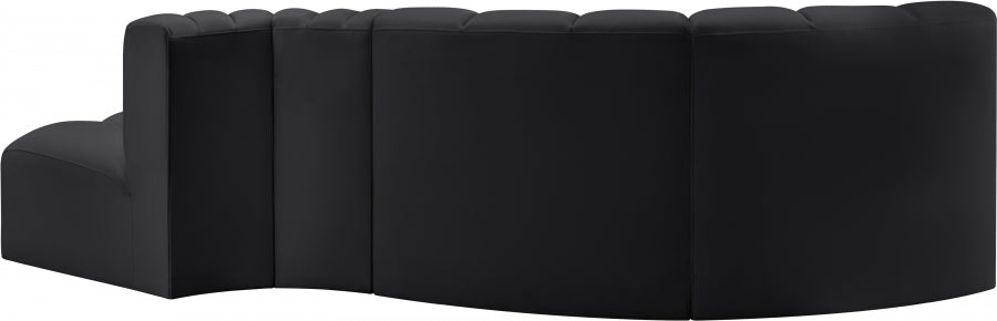 Arc Faux Leather 4pc. Sectional Black - 101Black-S4D - Vega Furniture