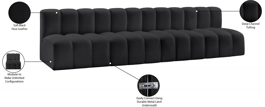 Arc Faux Leather 4pc. Sectional Black - 101Black-S4E - Vega Furniture