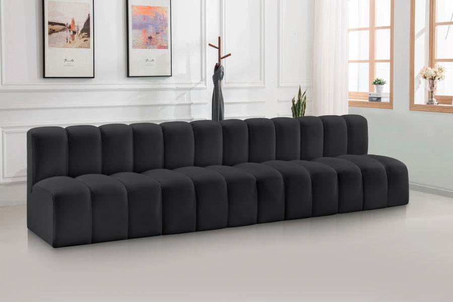 Arc Faux Leather 4pc. Sectional Black - 101Black-S4E - Vega Furniture