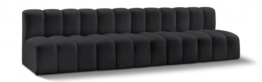 Arc Faux Leather 4pc. Sectional Black - 101Black-S4E - Vega Furniture