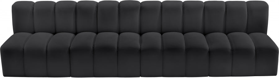 Arc Faux Leather 4pc. Sectional Black - 101Black-S4E - Vega Furniture