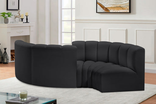 Arc Faux Leather 4pc. Sectional Black - 101Black-S4F - Vega Furniture