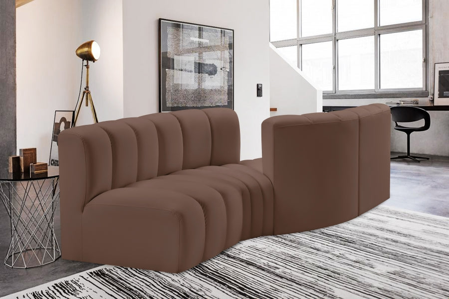 Arc Faux Leather 4pc. Sectional Brown - 101Brown-S4A - Vega Furniture