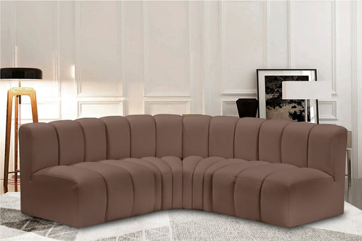 Arc Faux Leather 4pc. Sectional Brown - 101Brown-S4B - Vega Furniture