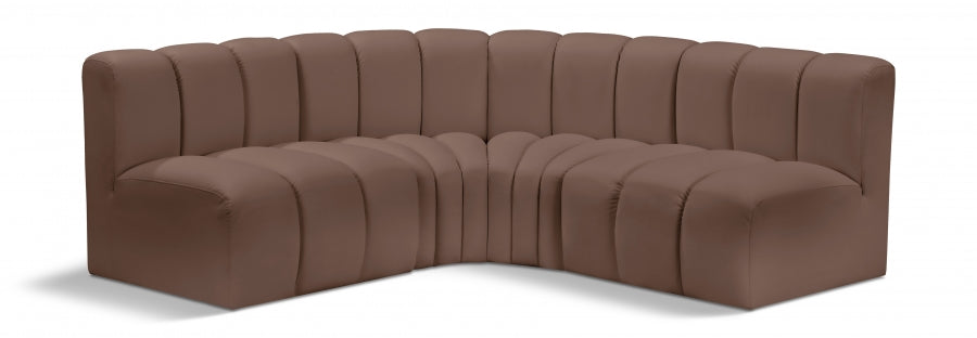 Arc Faux Leather 4pc. Sectional Brown - 101Brown-S4B - Vega Furniture