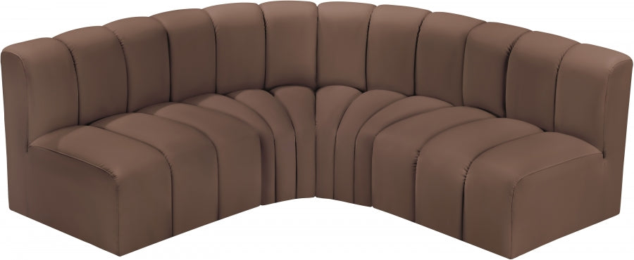 Arc Faux Leather 4pc. Sectional Brown - 101Brown-S4B - Vega Furniture