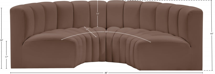 Arc Faux Leather 4pc. Sectional Brown - 101Brown-S4C - Vega Furniture