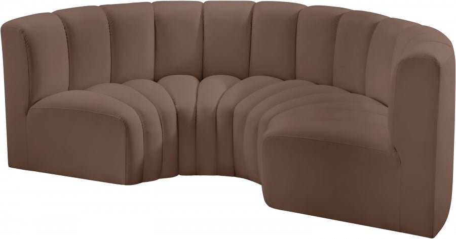 Arc Faux Leather 4pc. Sectional Brown - 101Brown-S4C - Vega Furniture