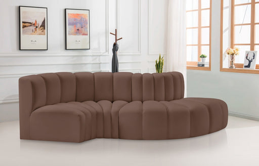 Arc Faux Leather 4pc. Sectional Brown - 101Brown-S4D - Vega Furniture