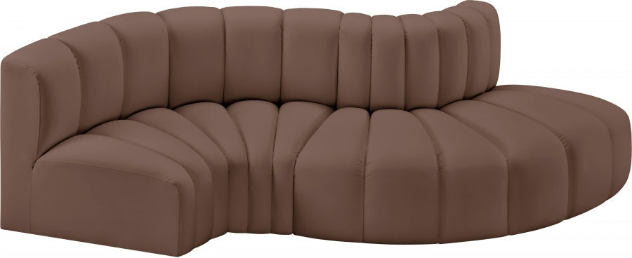Arc Faux Leather 4pc. Sectional Brown - 101Brown-S4D - Vega Furniture
