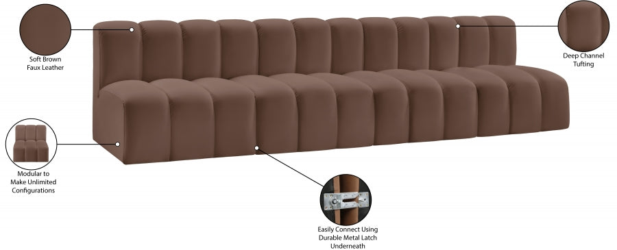 Arc Faux Leather 4pc. Sectional Brown - 101Brown-S4E - Vega Furniture