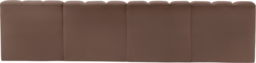 Arc Faux Leather 4pc. Sectional Brown - 101Brown-S4E - Vega Furniture