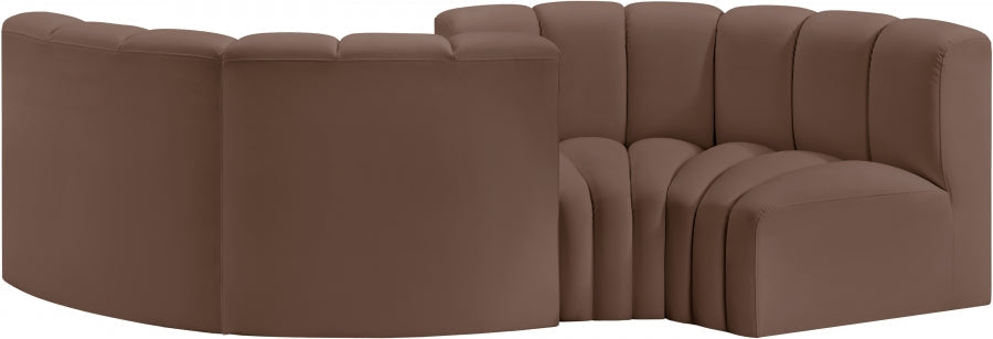 Arc Faux Leather 4pc. Sectional Brown - 101Brown-S4F - Vega Furniture