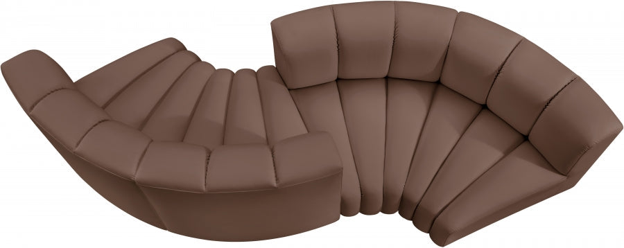 Arc Faux Leather 4pc. Sectional Brown - 101Brown-S4F - Vega Furniture