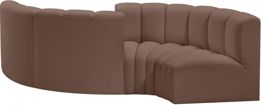 Arc Faux Leather 4pc. Sectional Brown - 101Brown-S4F - Vega Furniture